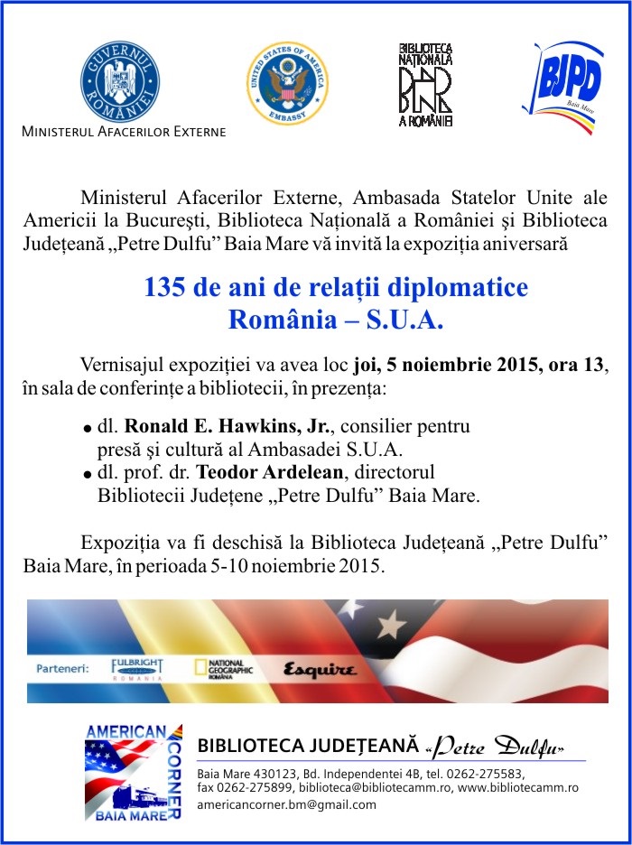 Invitatie 135 Ani De Relatii Romania Sua
